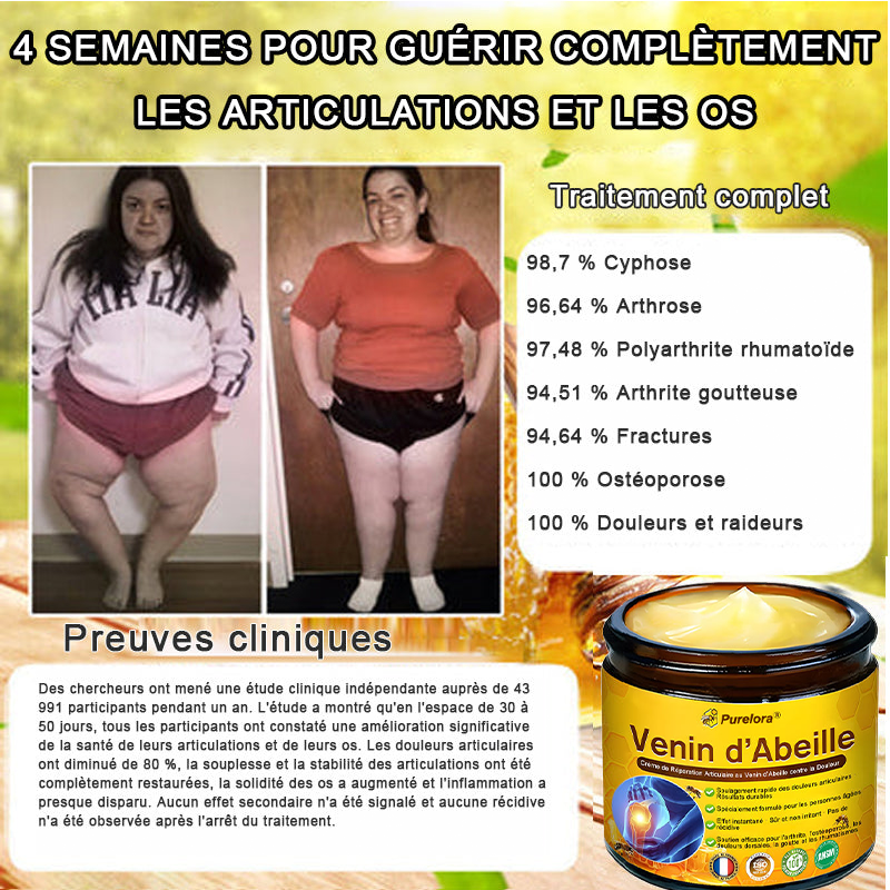 Purelora® Crème Apitoxine pour Soulager les Douleurs Articulaires et Réparer – Cicatrisation Profonde de l'Os et Soulagement Instantané de la Douleur (Formule Officielle Britannique)