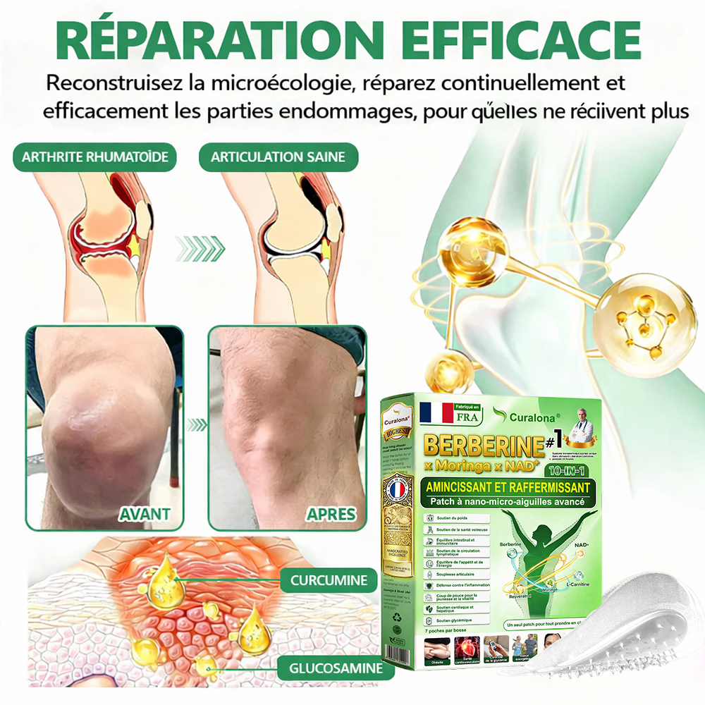 🇫🇷 Boutique Officielle France | 🧑‍⚕️🩺 𝗖𝘂𝗿𝗮𝗹𝗼𝗻𝗮® Berbérine · Moringa × NAD+ Patch Nano Microneedle 10-en-1 Avancé  💪 Une application par jour — des résultats visibles dès 7 jours