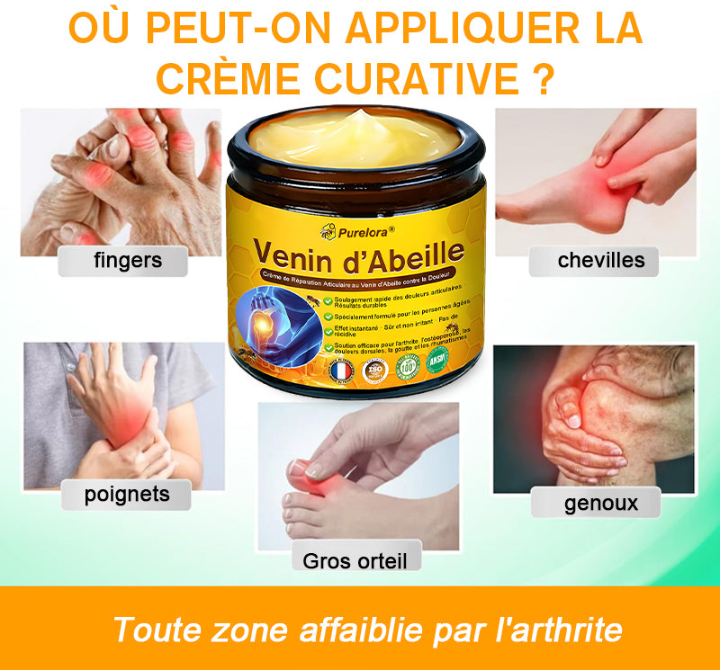 Purelora® Crème Apitoxine pour Soulager les Douleurs Articulaires et Réparer – Cicatrisation Profonde de l'Os et Soulagement Instantané de la Douleur (Formule Officielle Britannique)