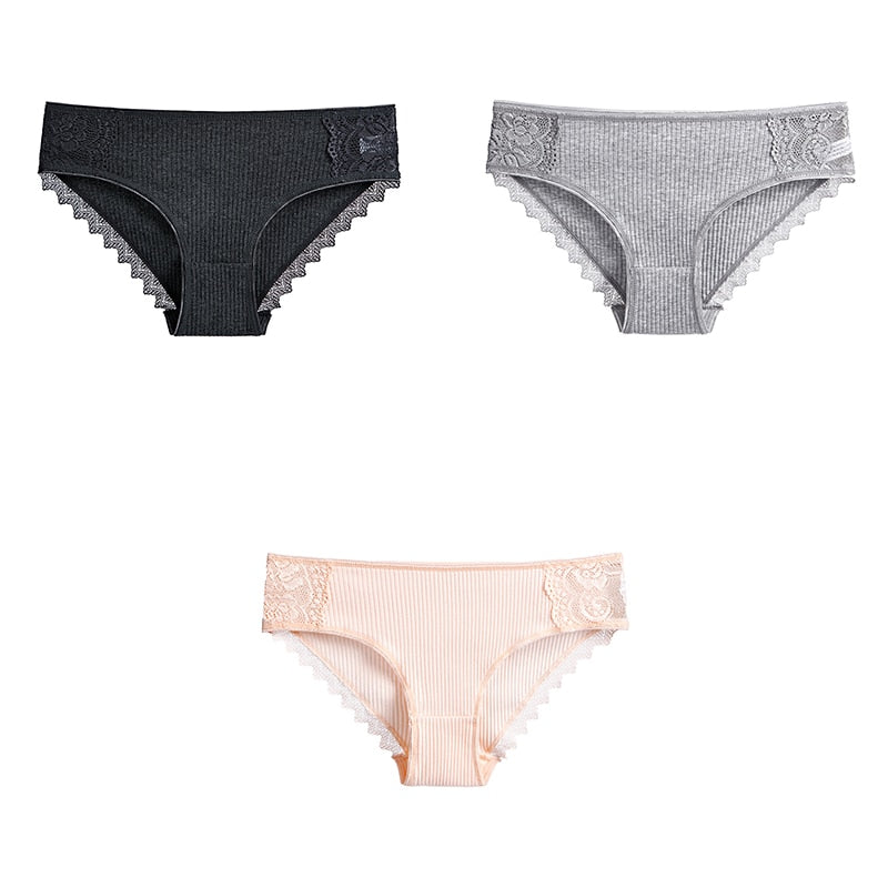 3 Pcs Coton Culotte Femme Dentelle Sous-Vêtement Femme Slip Respirant de Haute Qualité Doux Sous-Vêtement Pour Femme Lingerie Nouveau BANNIROU